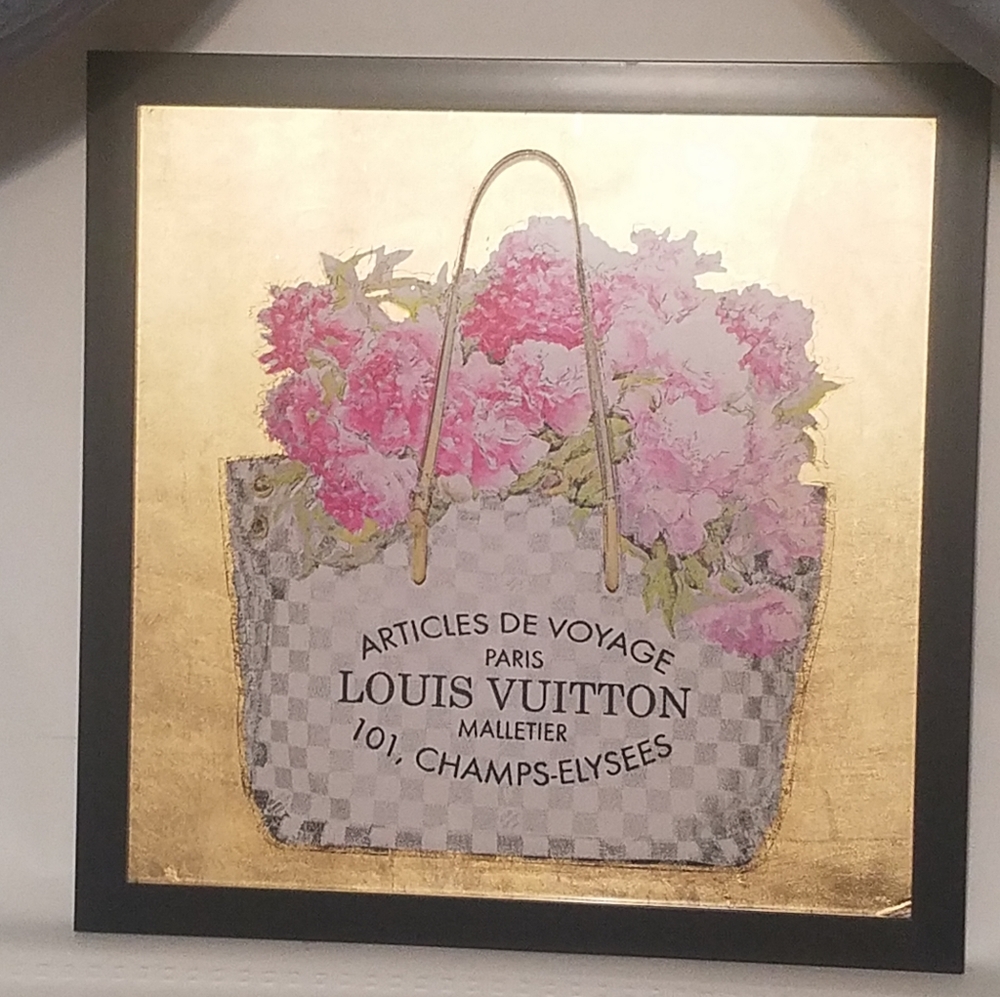 Wall art 16x16 of Louis vuitton bag peonies